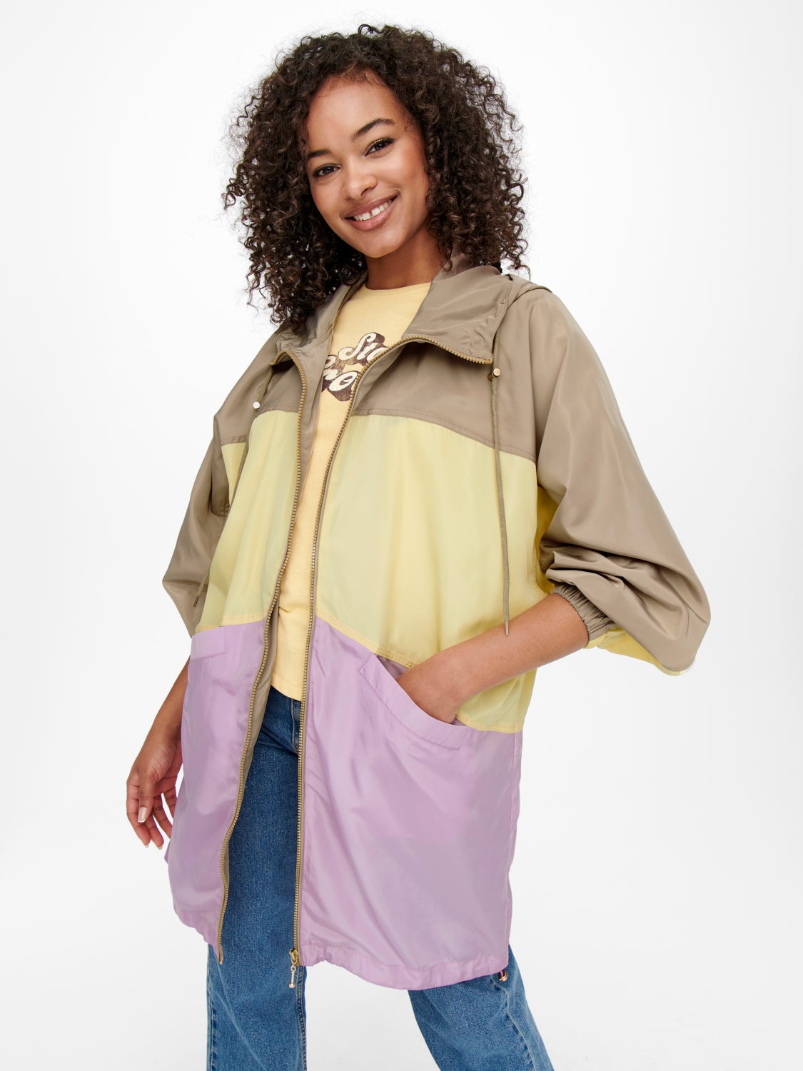 plus size color block windbreaker