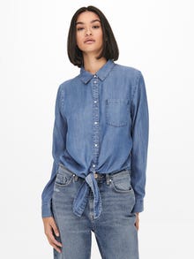 ONLY Con detalle anudado Camisa vaquera -Medium Blue Denim - 15252957