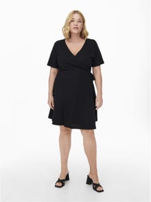 ONLY Normal geschnitten V-Ausschnitt Kurzes Kleid -Black - 15252981