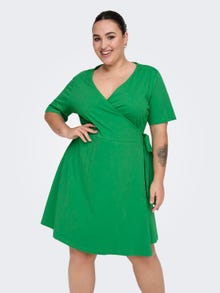 ONLY Regular Fit V-Neck Short dress -Kelly Green - 15252981