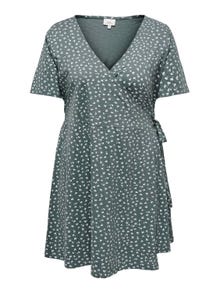 ONLY Normal geschnitten V-Ausschnitt Kurzes Kleid -Balsam Green - 15252981