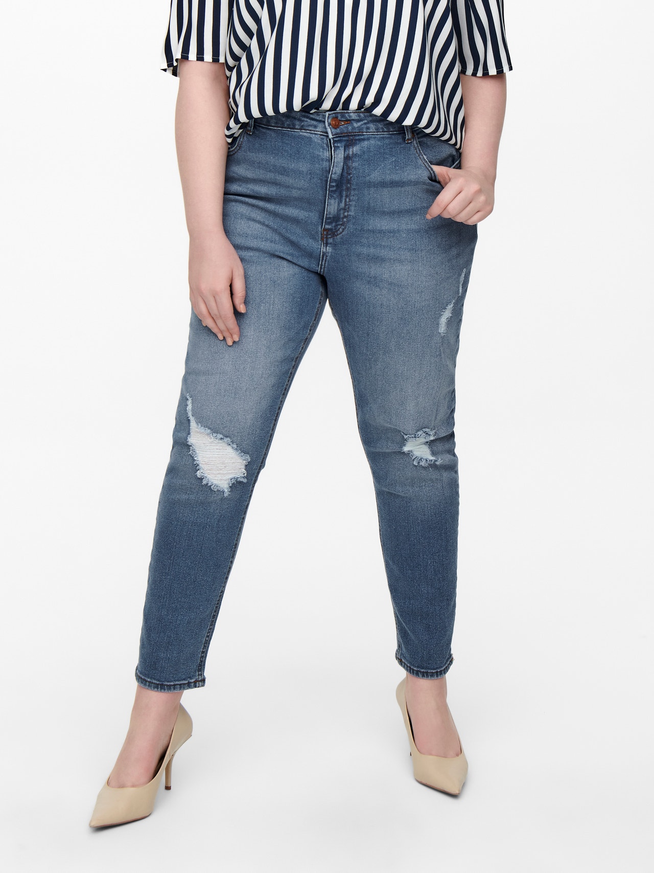 ONLY CAREneda High Waist Mom Jeans -Medium Blue Denim - 15252985