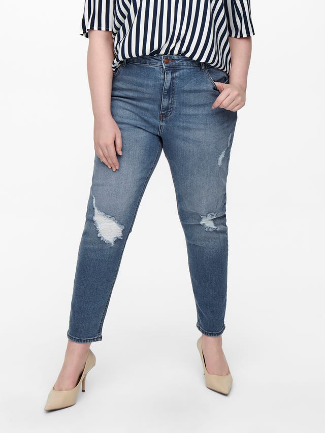 ONLY Curvy CAREneda Destoyed Ankle high waisted jeans - 15252985