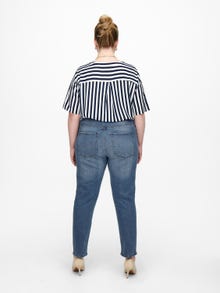 ONLY Gerade geschnitten Hohe Taille Offener Saum Jeans -Medium Blue Denim - 15252985