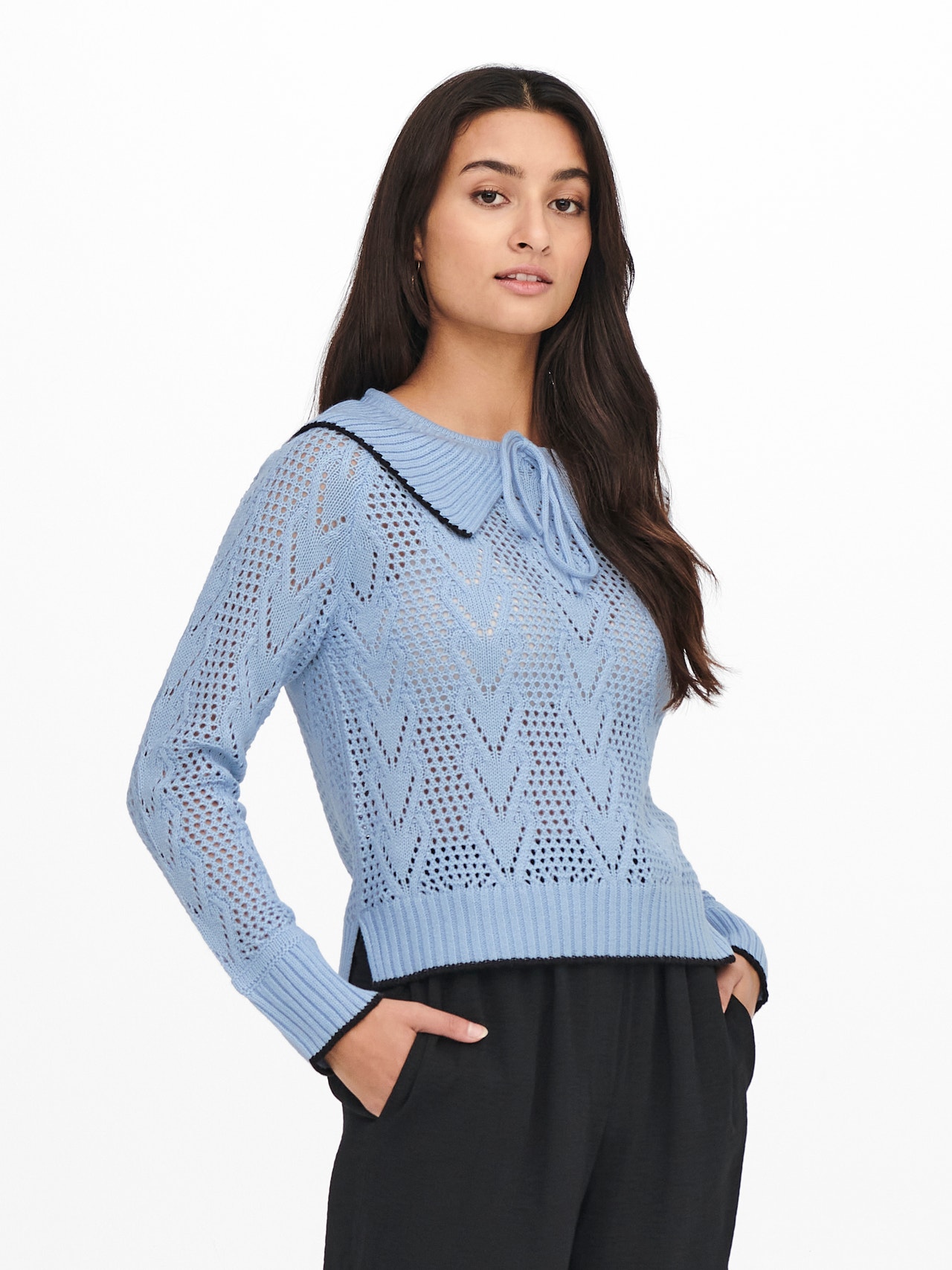 ONLY Collar Knitted Pullover -Cashmere Blue - 15253027