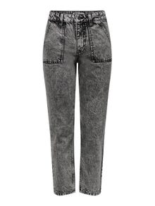ONLY JDYDrew alto tobillero sin rematar Jeans straight fit -Dark Grey Denim - 15253084