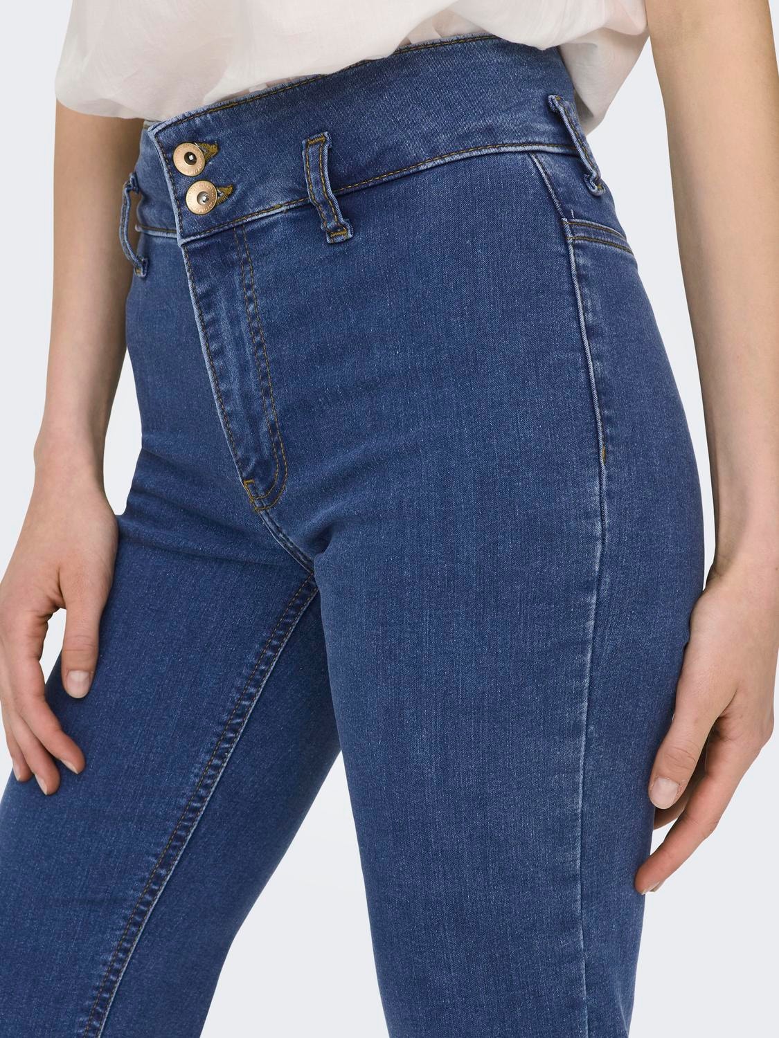 ONLY Jeans Flared Fit Taille haute -Medium Blue Denim - 15253113