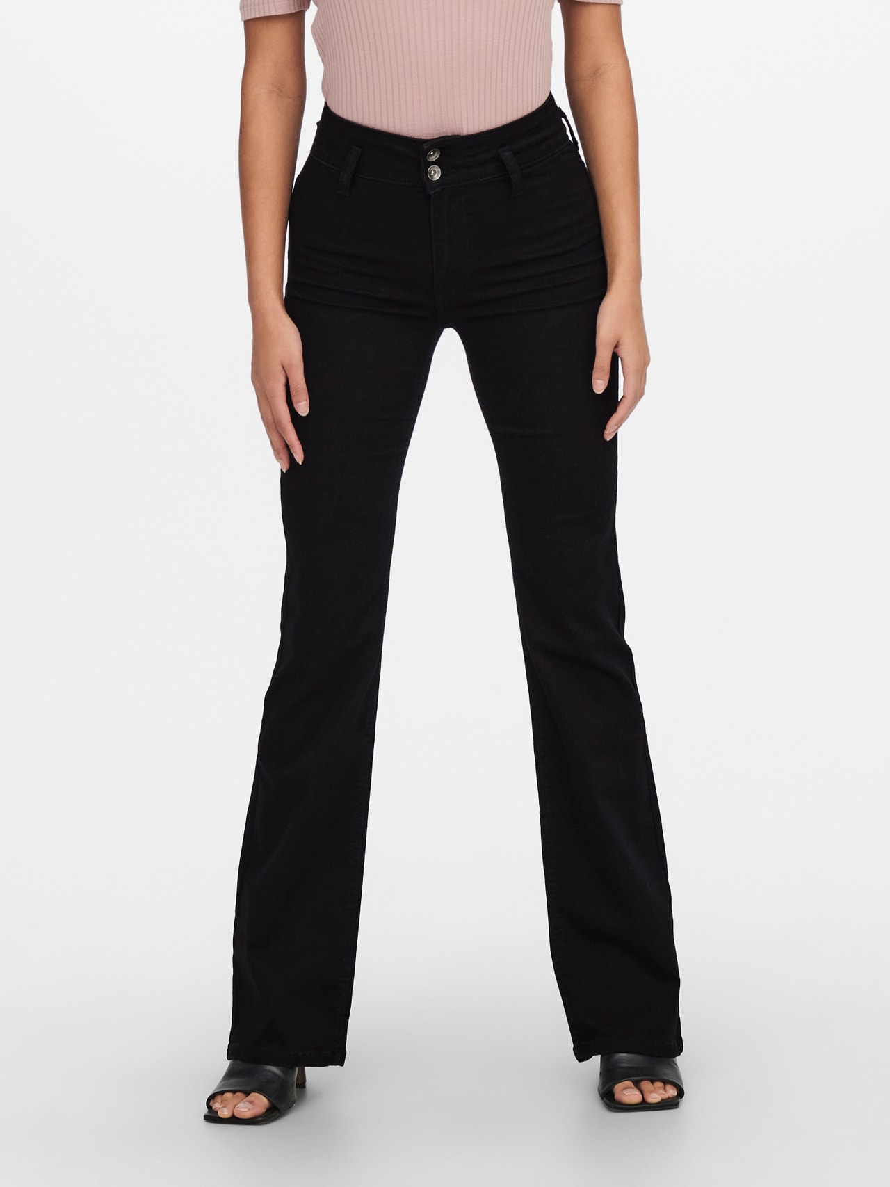 ONLY Flared Fit High waist Jeans -Black Denim - 15253117
