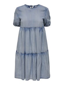 ONLY Loose fit O-hals Korte jurk -Light Medium Blue Denim - 15253142