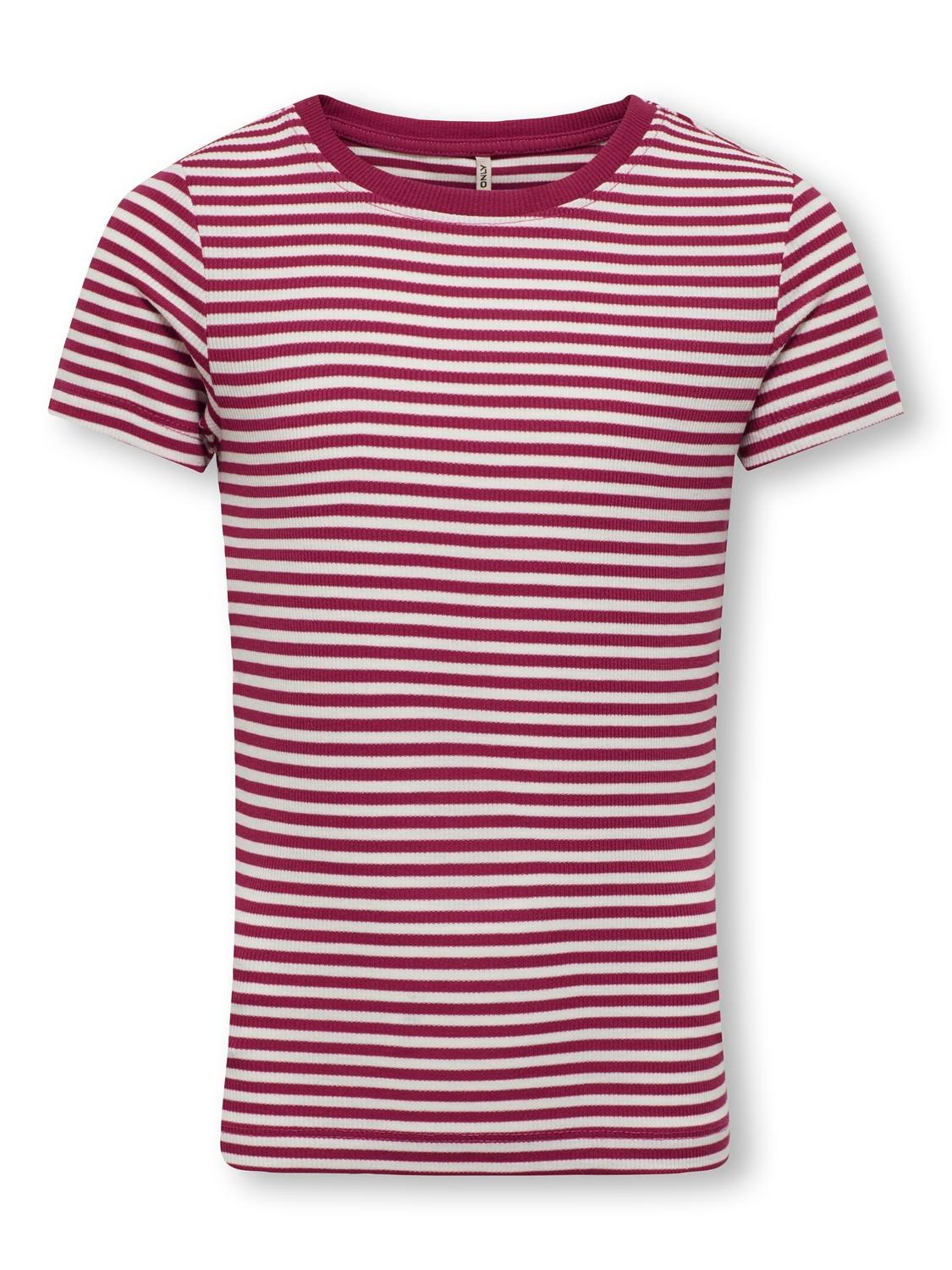 ONLY Gestreepte T-shirt -Very Berry - 15253157