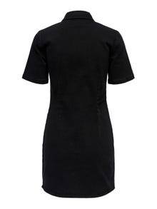 ONLY Tight Fit Shirt collar Short dress -Black Denim - 15253173