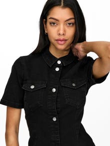 ONLY Short sleeve Denim Dress -Black Denim - 15253173