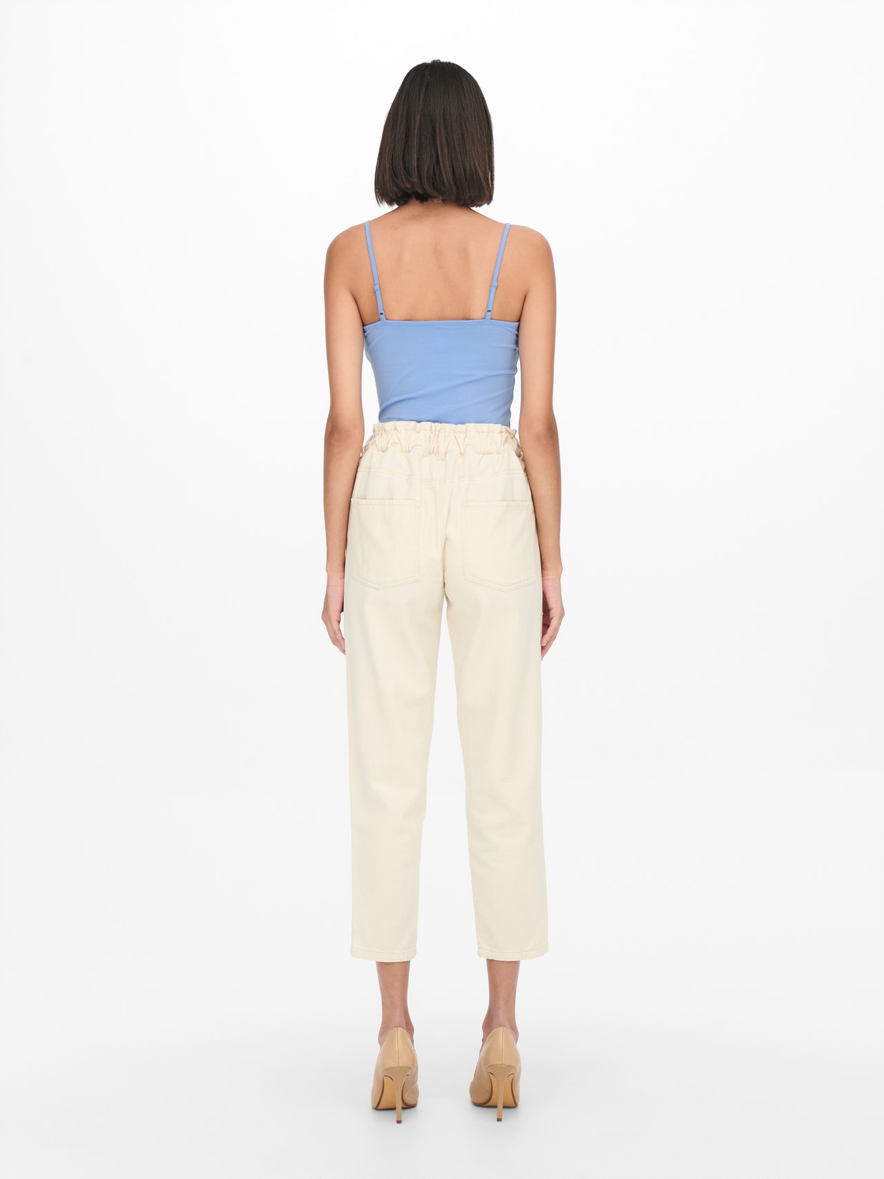 ONLY Trousers with mid waist -Tapioca - 15253177