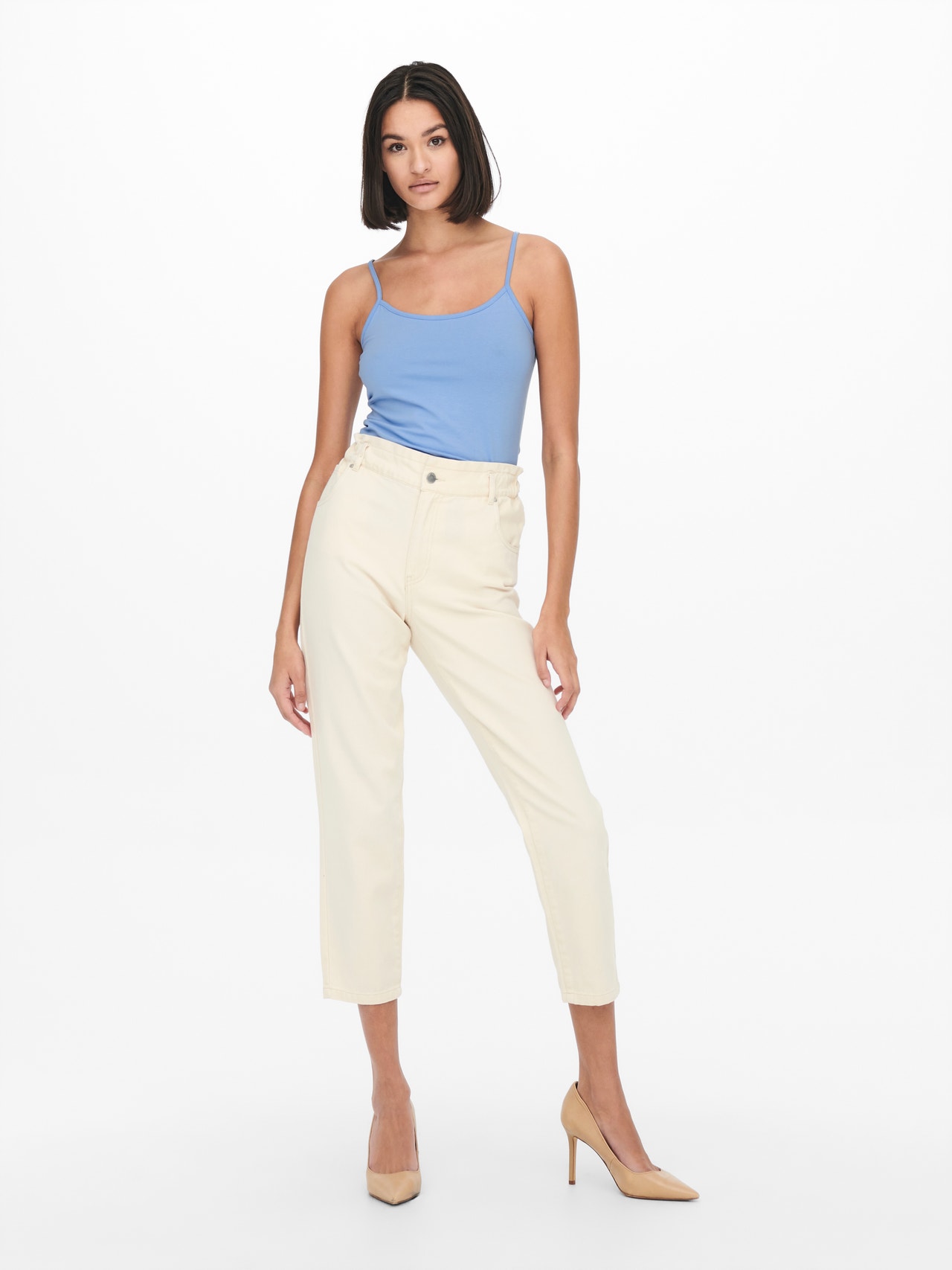 ONLY Loose Fit Mid waist Trousers -Tapioca - 15253177