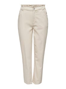 ONLY Loose Fit Mid waist Trousers -Ecru - 15253177
