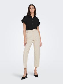 ONLY Loose Fit Mid waist Trousers -Ecru - 15253177