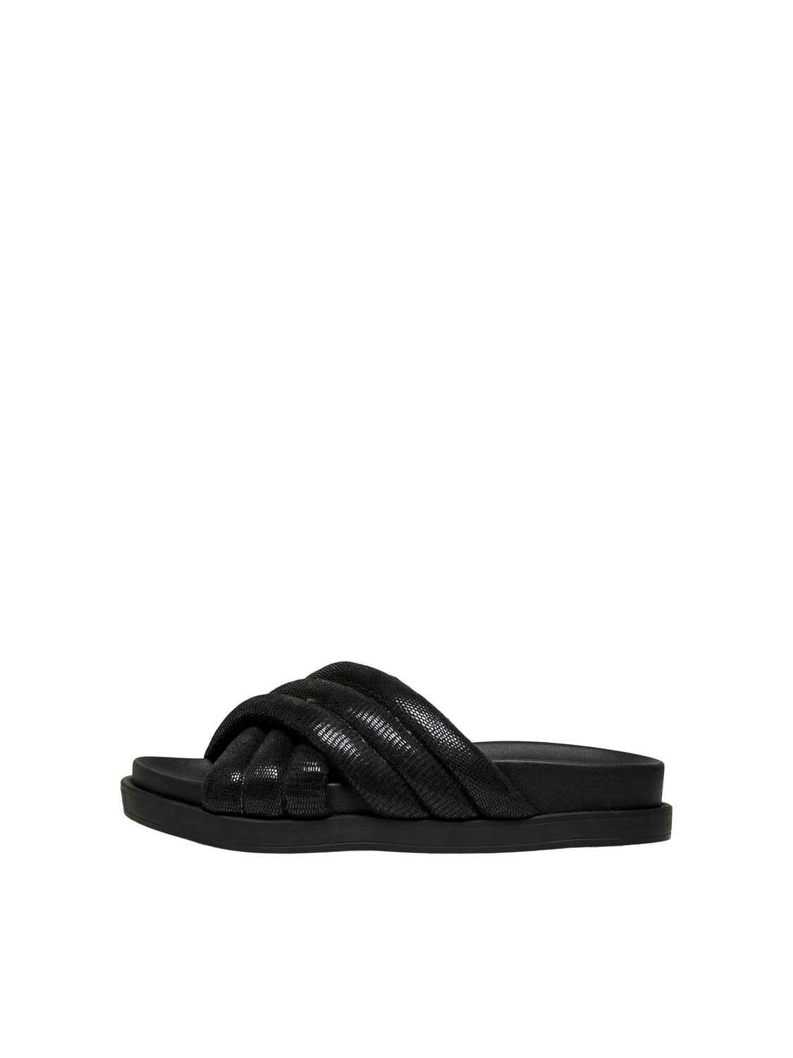 faux leather slides