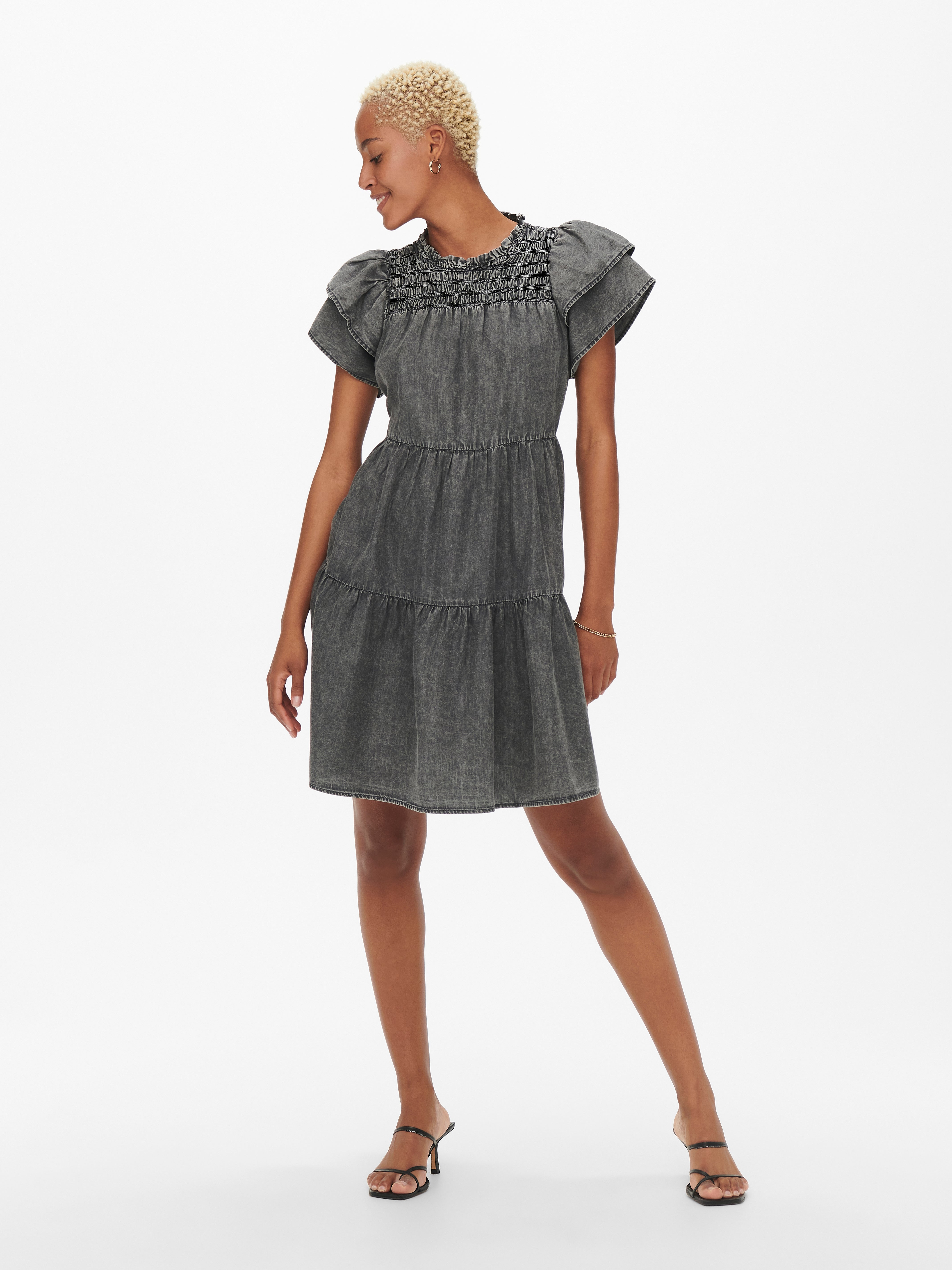 Denim dress clearance with frill