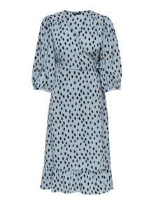 ONLY Regular fit V-Hals Pofmouwen Lange jurk -Blue Fog - 15253350