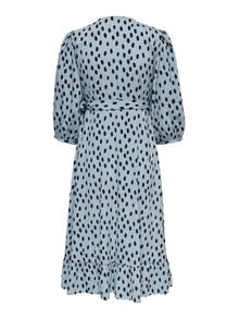 ONLY Regular Fit V-Neck Puff sleeves Long dress -Blue Fog - 15253350