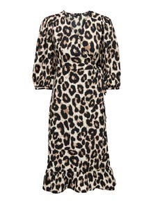 ONLY Regular Fit V-Neck Puff sleeves Long dress -Cloud Dancer - 15253350