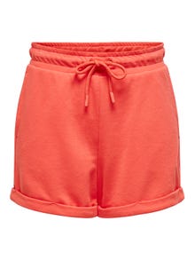 ONLY High waist Shorts -Hot Coral - 15253510