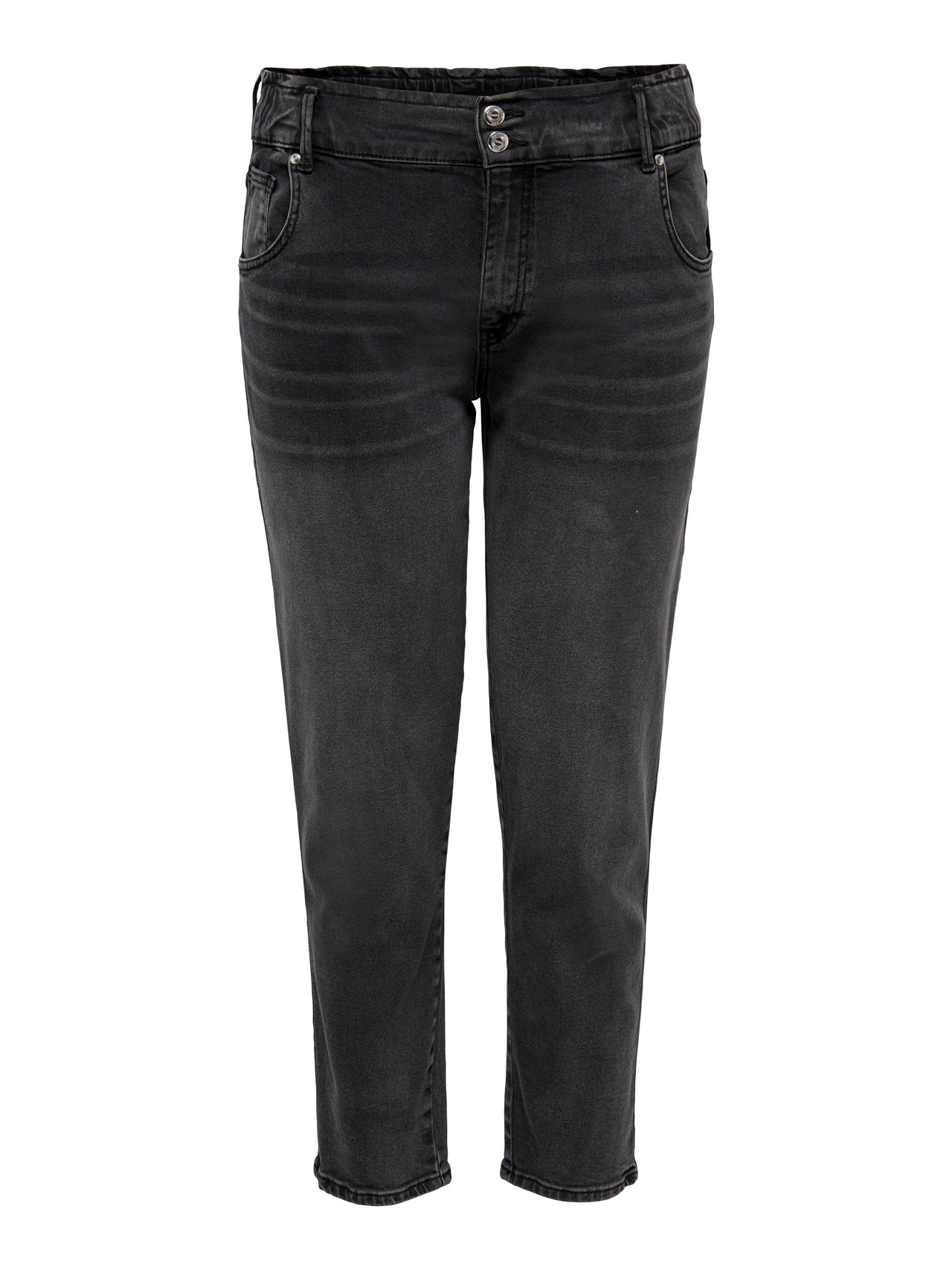 ONLY CARLu Hw corte carrot talla grande Jeans de talle alto -Black Denim - 15253614