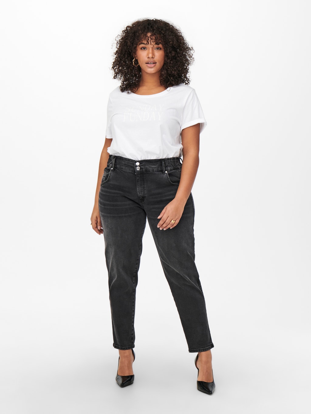 Curvy CARLu Hw Carrot high waisted jeans Black ONLY®