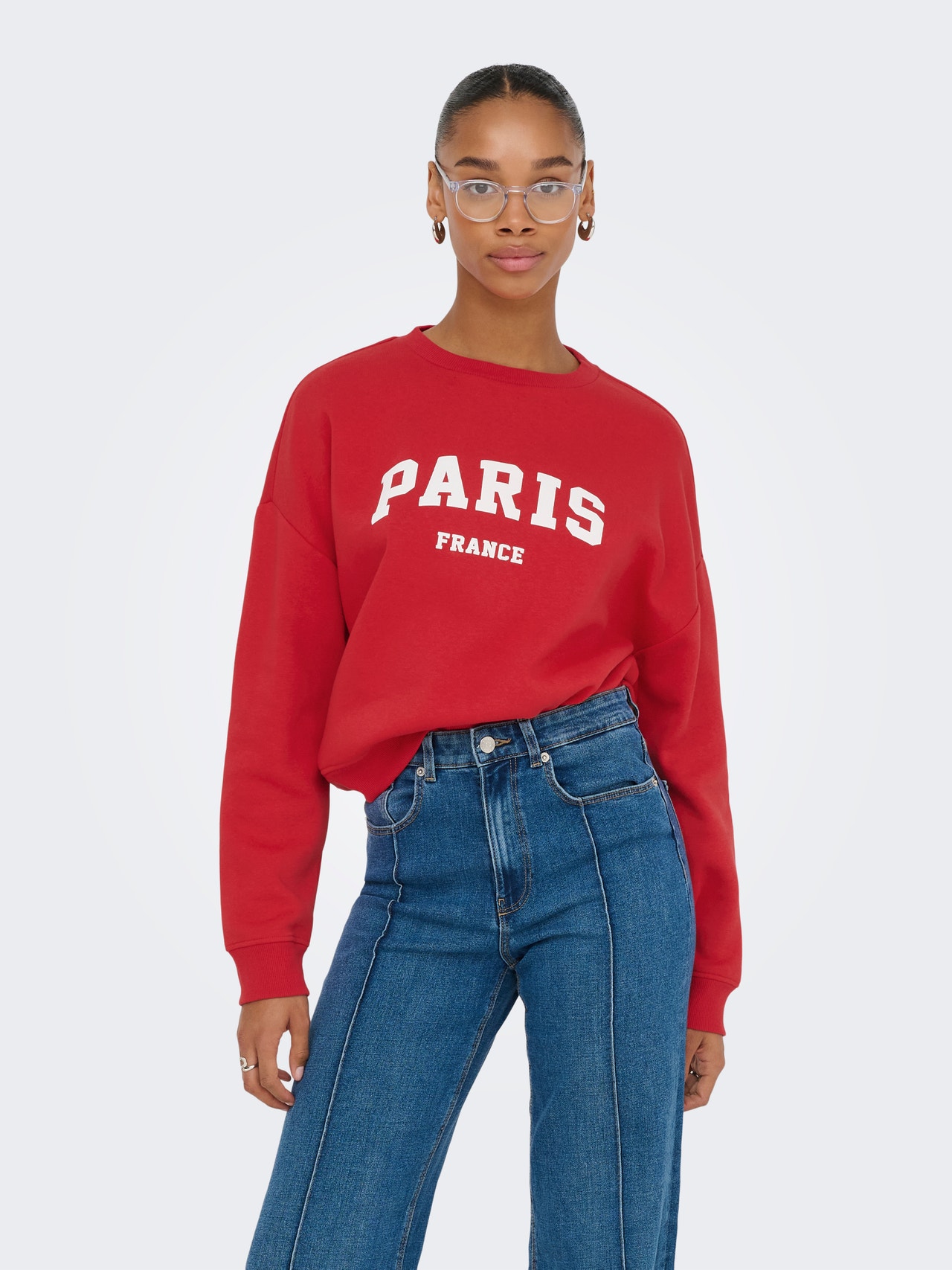 ONLY Sweat-Shirt ONLSWEAT Crew Oversize - Sweat Femme Loose Fit Coton Polyester, Confortable Et Tendance Automne/Hiver