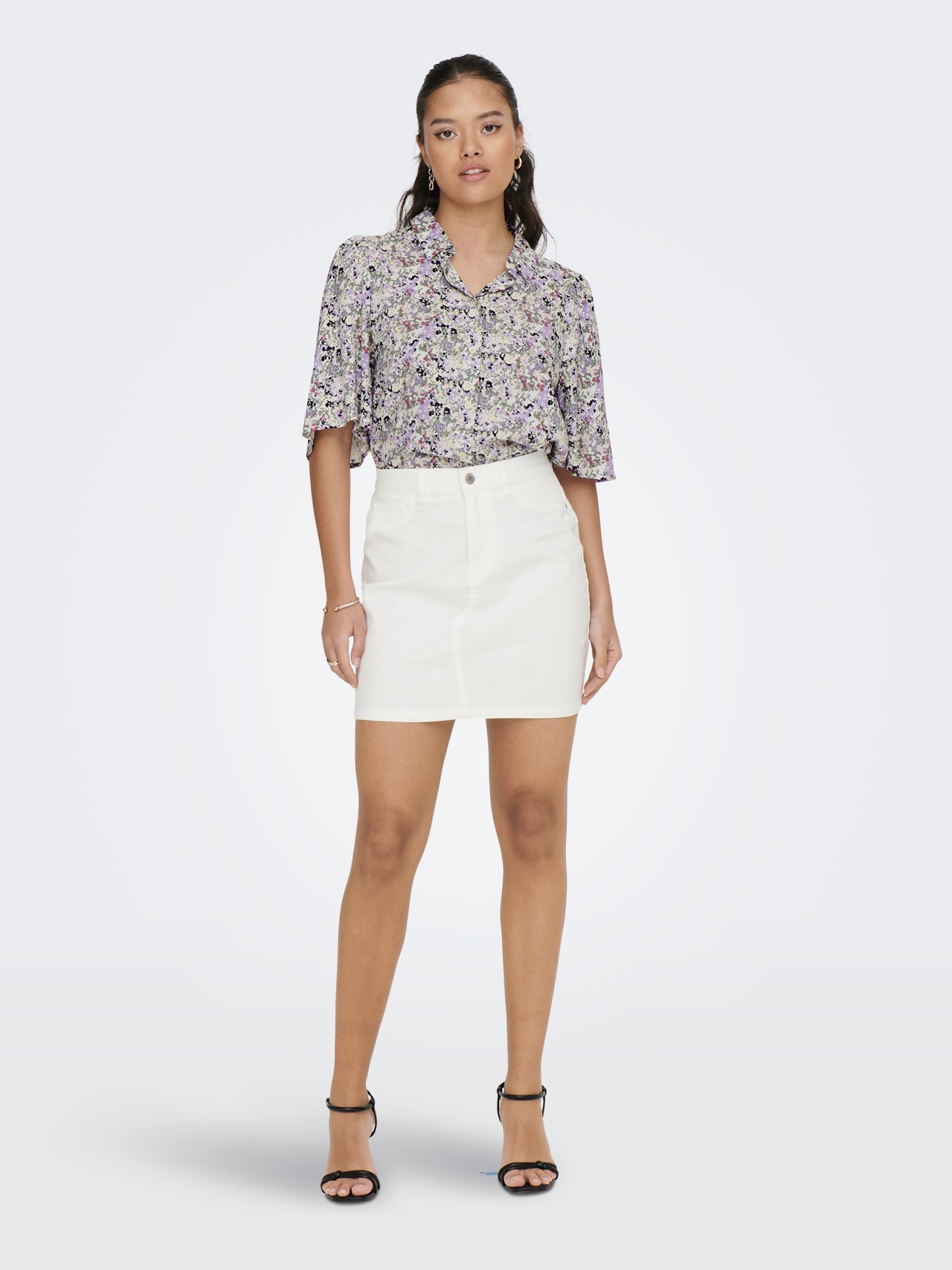 ONLY Regular Fit Shirt collar Volume sleeves Shirt -Whitecap Gray - 15254304