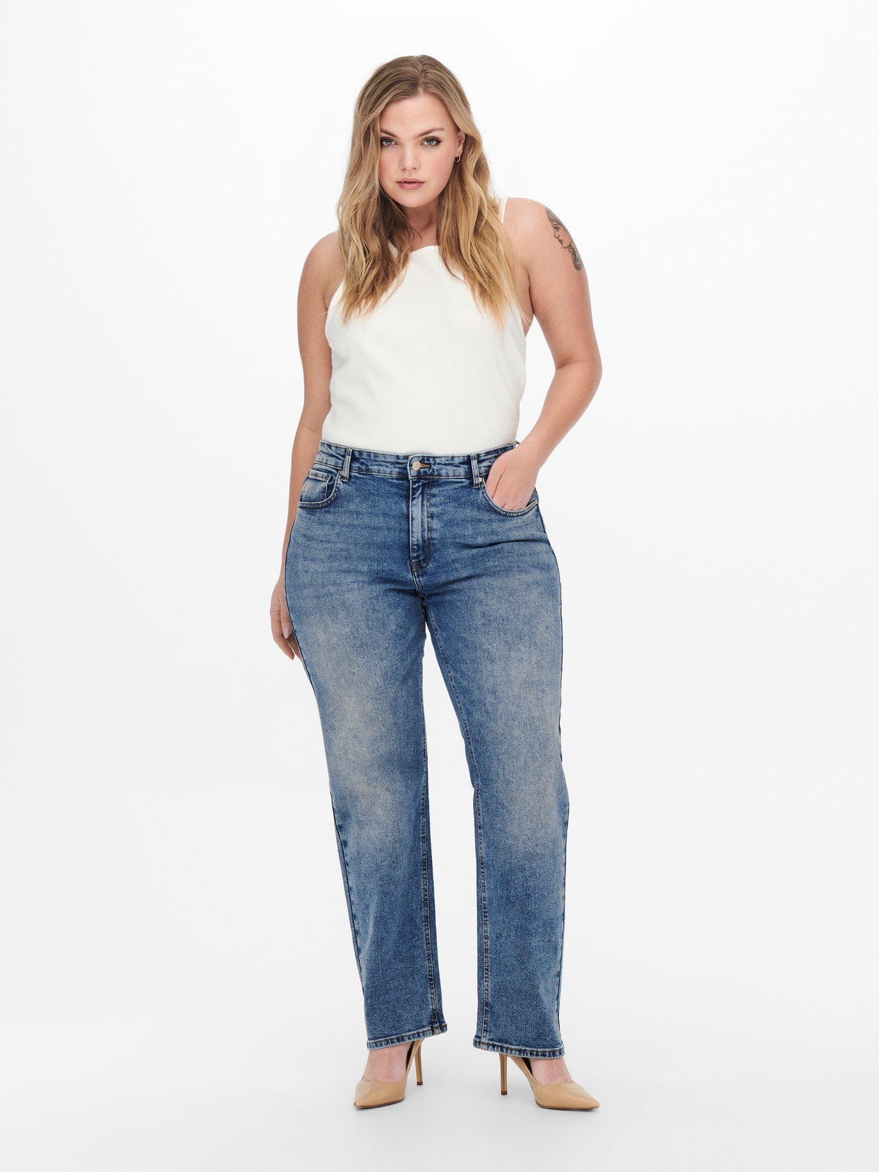 ONLY CARKaily ancho Jeans de talle alto -Medium Blue Denim - 15254319