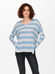 ONLY V-neck Knitted Pullover -Cloud Dancer - 15254619