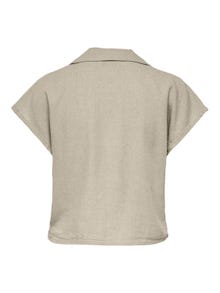 ONLY Cropped Short Sleeved linen Shirt -Oatmeal - 15254623