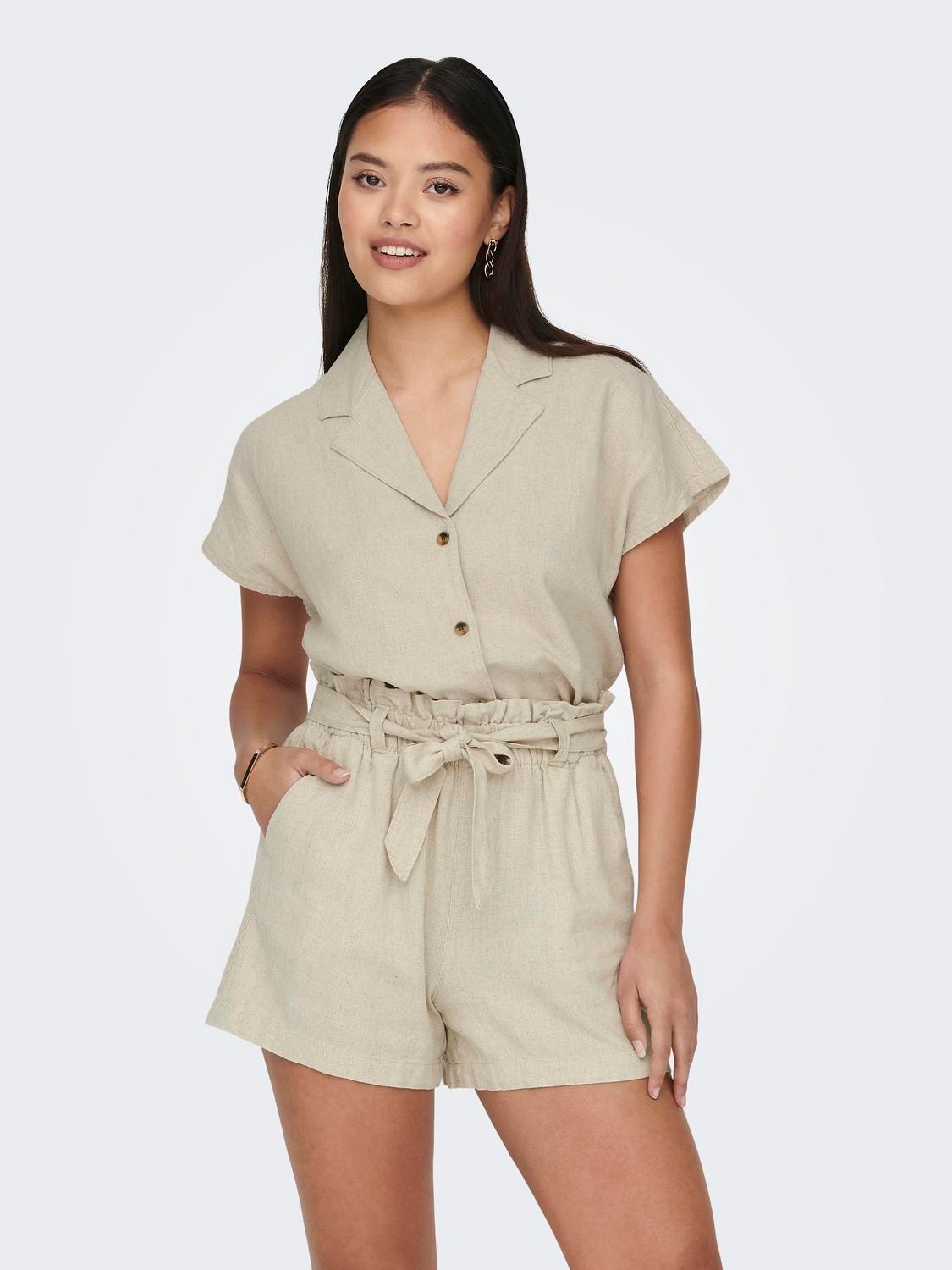 ONLY Chemises Regular Fit Col chemise -Oatmeal - 15254623