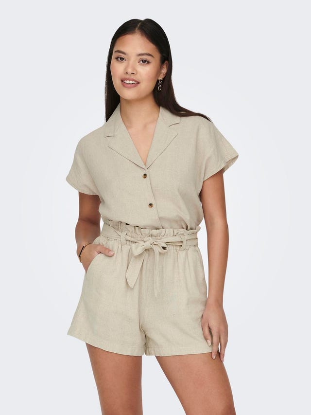 ONLY Cropped Short Sleeved linen Shirt - 15254623