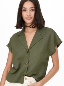 ONLY Cropped Short Sleeved linen Shirt -Kalamata - 15254623