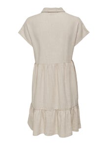ONLY Leinen Kleid mit kurzen Ärmeln -Oatmeal - 15254625