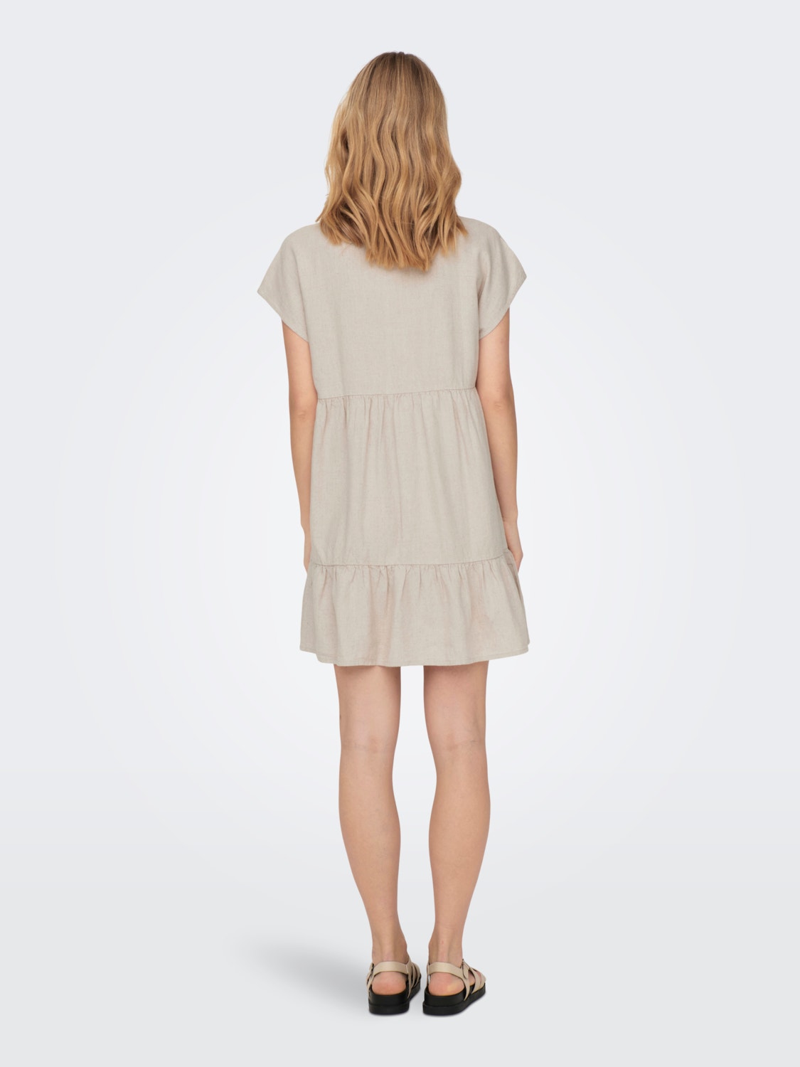 ONLY Regular Fit V-Neck Short dress -Oatmeal - 15254625