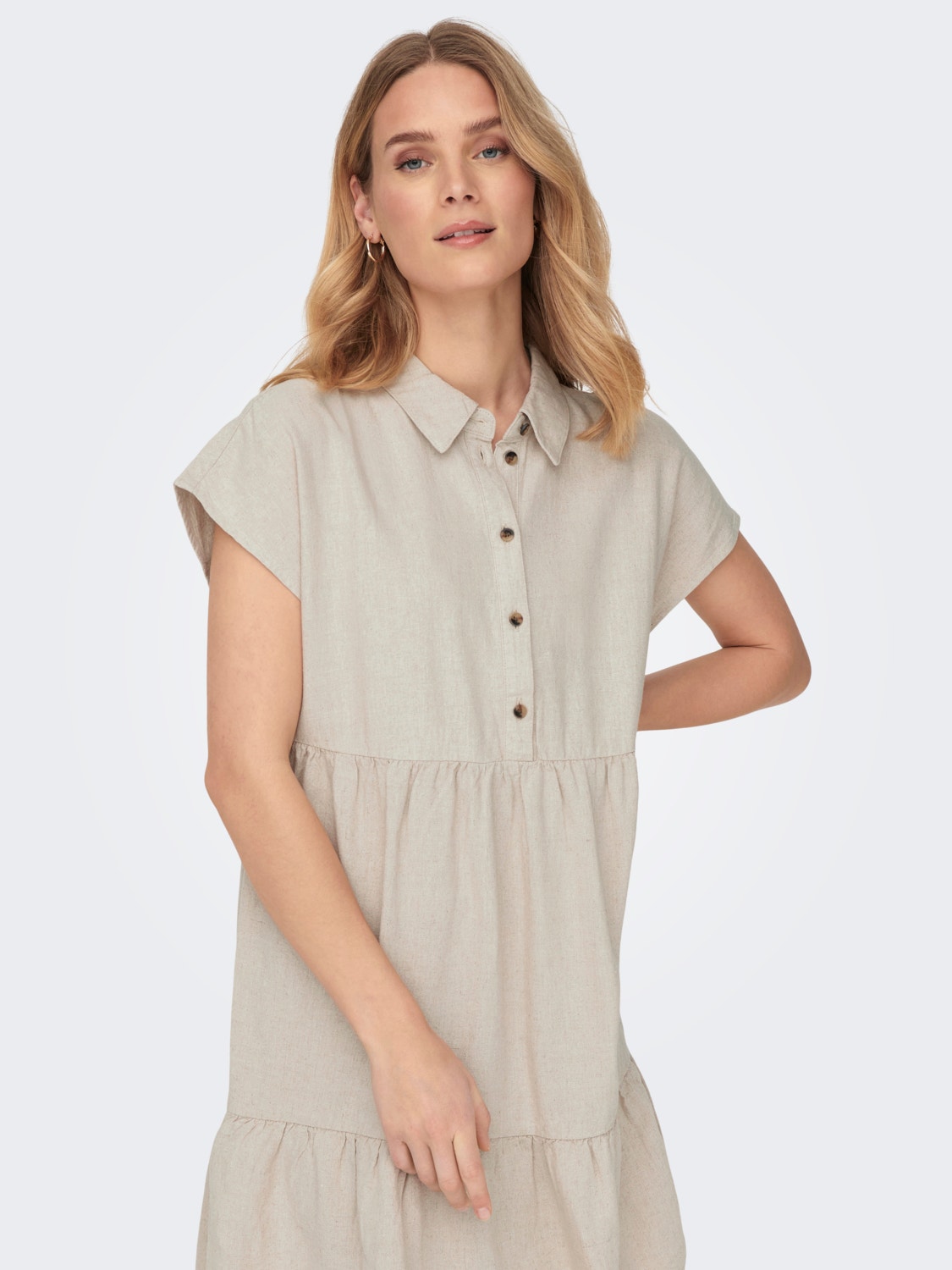 ONLY Normal geschnitten V-Ausschnitt Kurzes Kleid -Oatmeal - 15254625