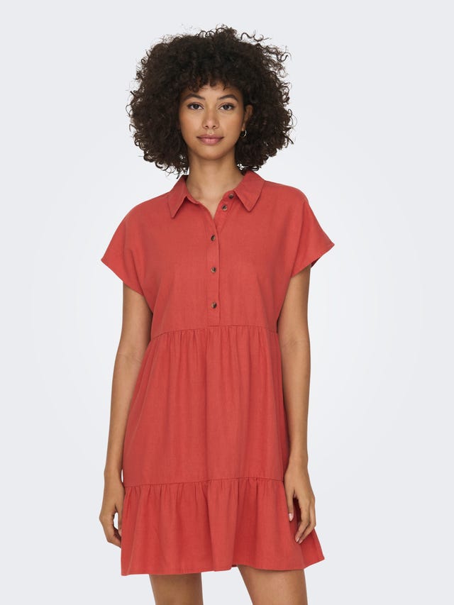 ONLY Short sleeved Linen dress - 15254625