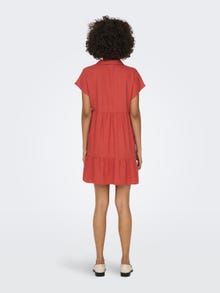 ONLY Leinen Kleid mit kurzen Ärmeln -Hot Sauce - 15254625