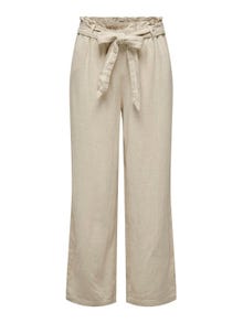 ONLY Loose Fit Mid waist Trousers -Oatmeal - 15254626