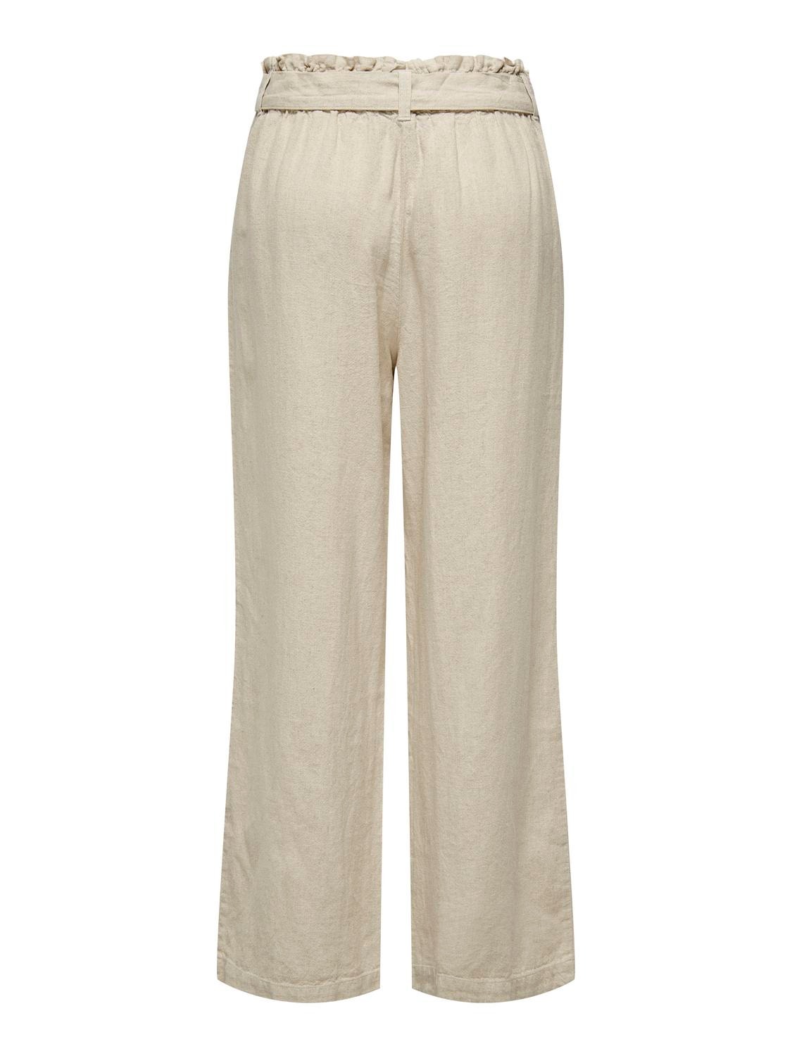 ONLY Loose Fit Mid waist Trousers -Oatmeal - 15254626