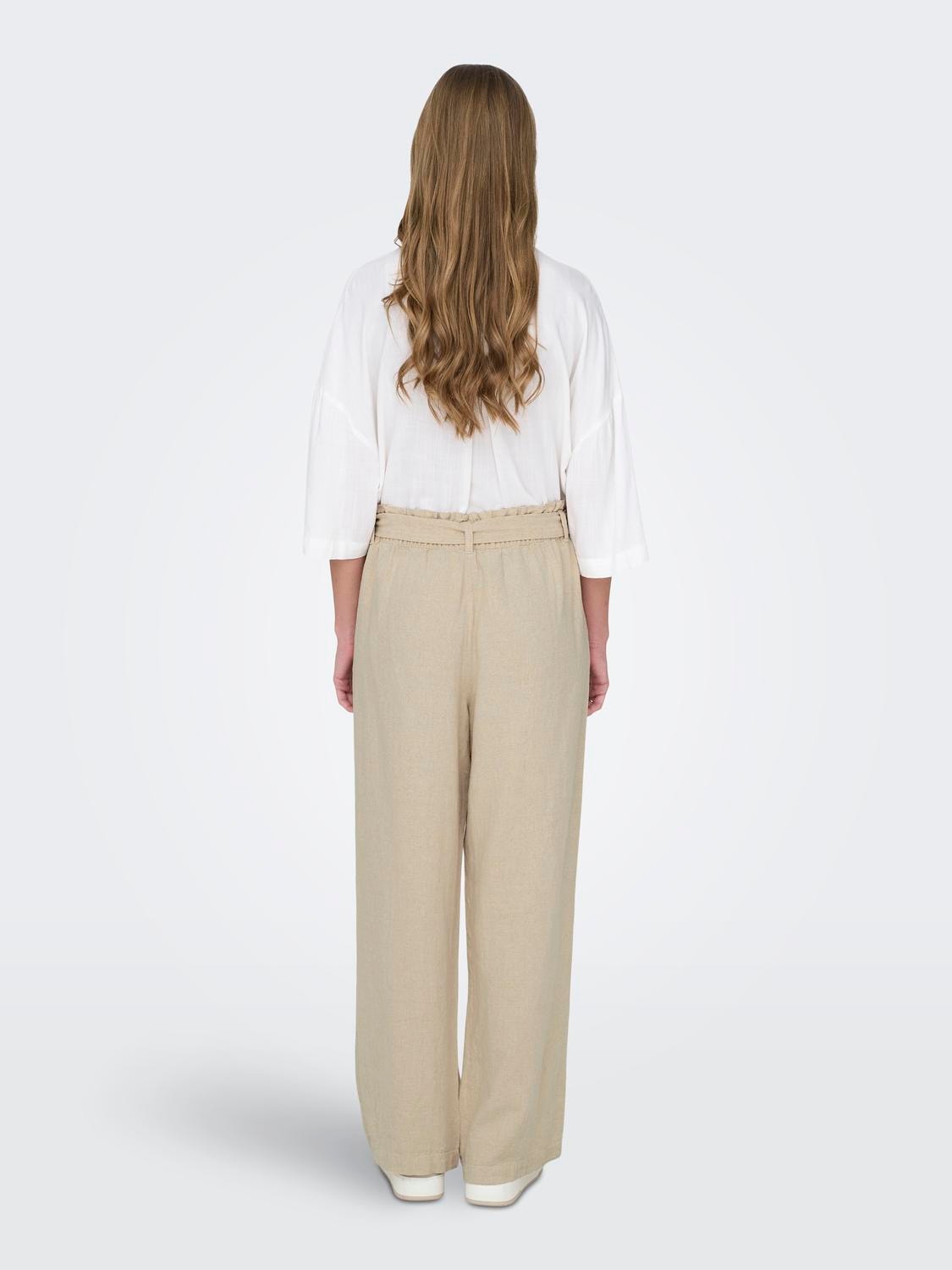 ONLY Loose Fit Mid waist Trousers -Oatmeal - 15254626