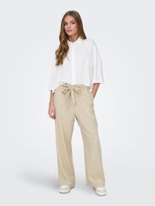 ONLY Loose Fit Mid waist Trousers -Oatmeal - 15254626