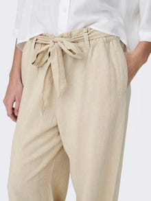 ONLY Loose Fit Mid waist Trousers -Oatmeal - 15254626