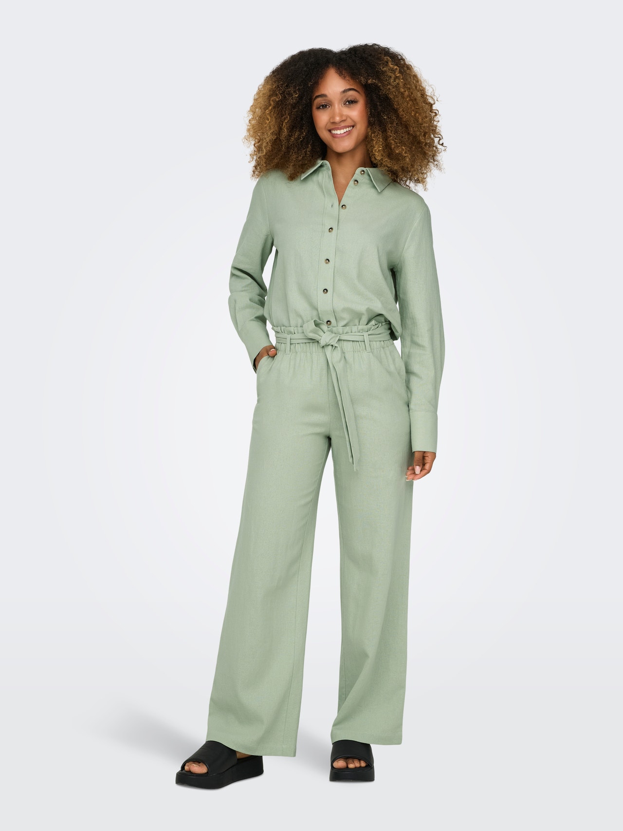 ONLY Pantalons Loose Fit Taille moyenne -Desert Sage - 15254626