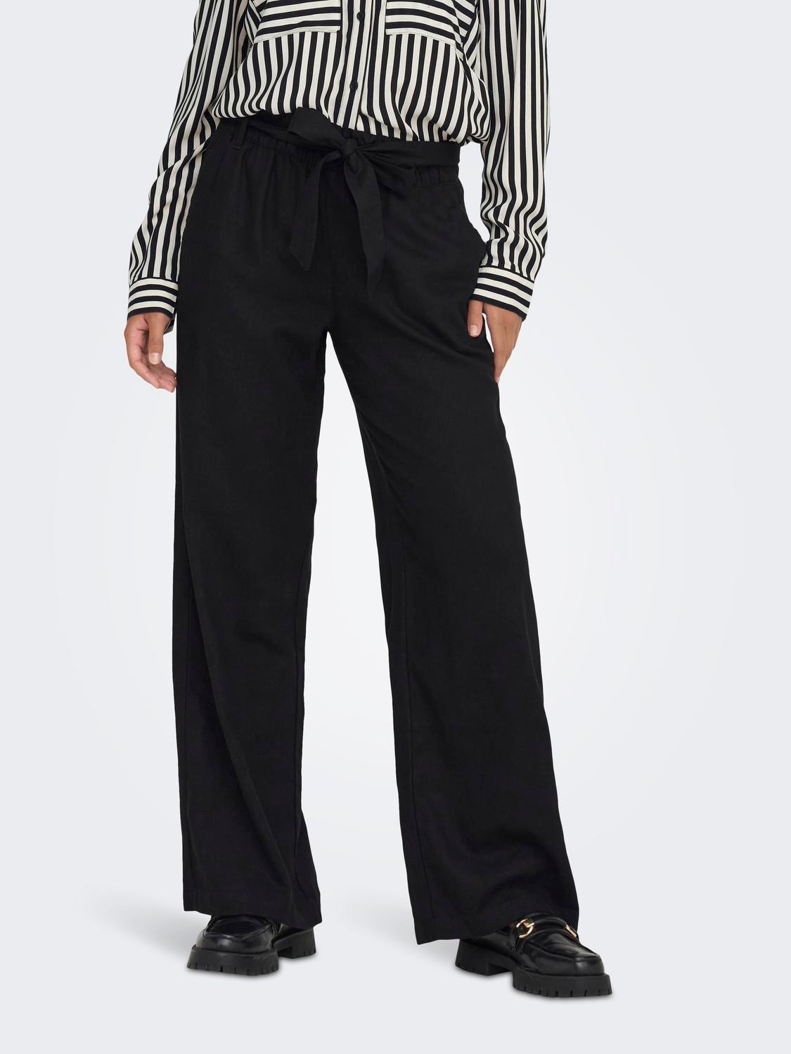 ONLY Loose Fit Mid waist Trousers -Black - 15254626