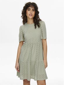 ONLY Broderie anglaise Kortärmad klänning -Desert Sage - 15254680