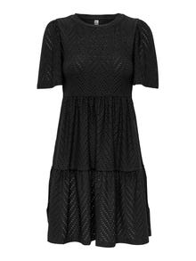ONLY Broderie Anglaise Kleid mit kurzen Ärmeln -Black - 15254680
